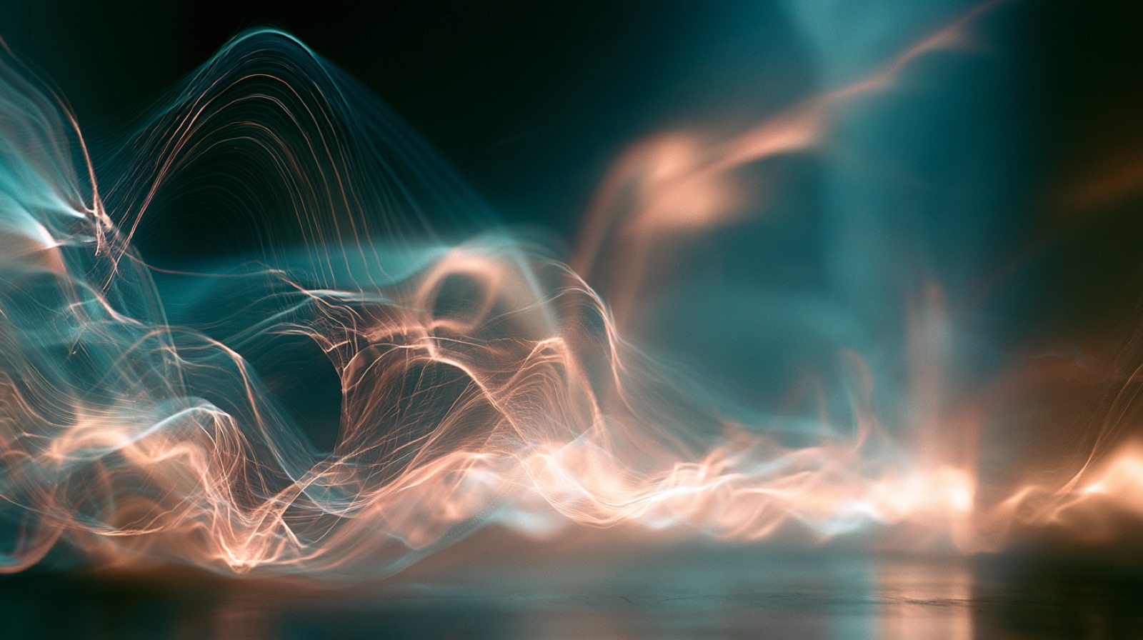 A softly glowing abstract field of light filling a room
